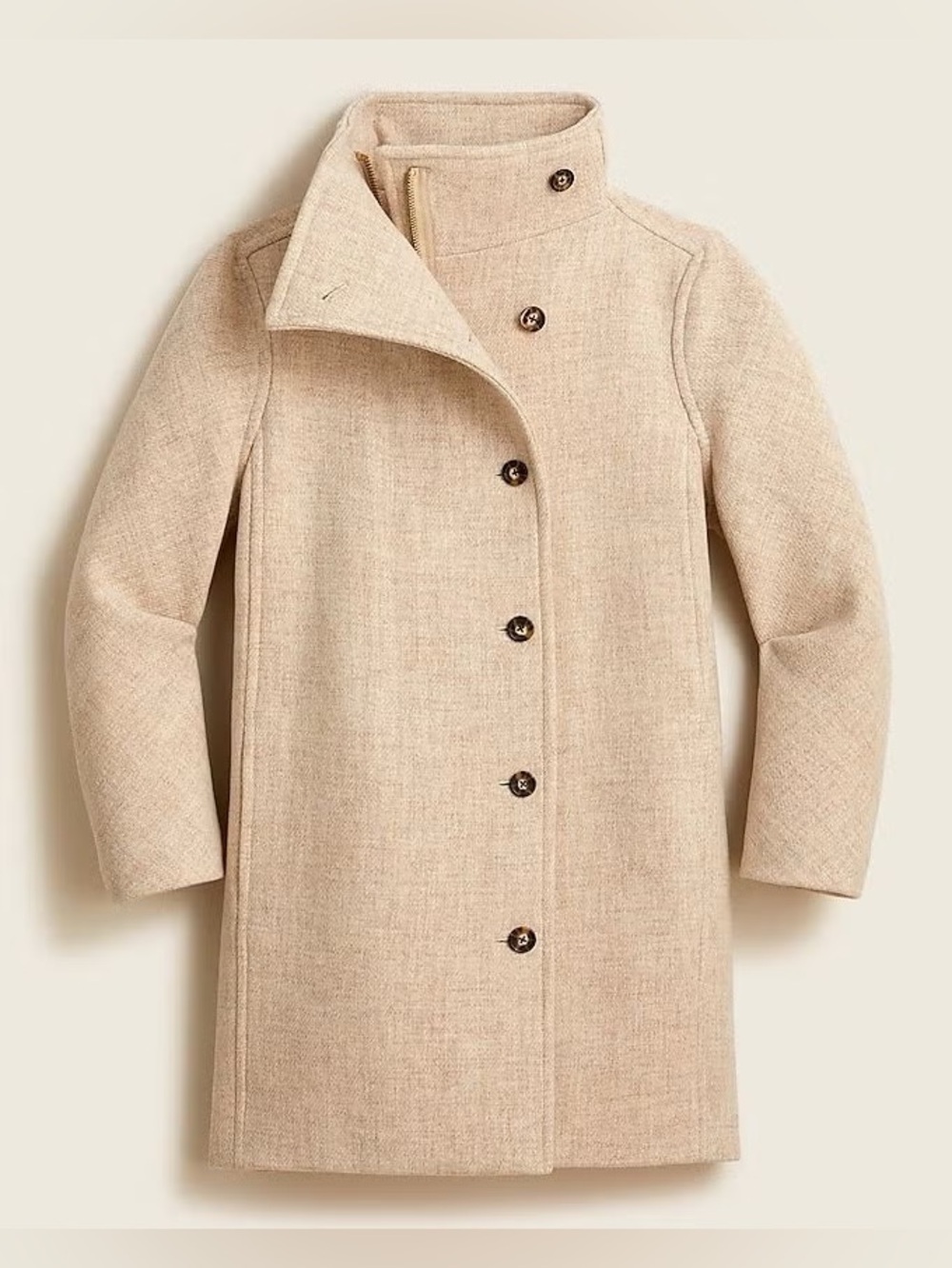 J. Crew Nello Gori Villa Coat in Italian Stadium-Cloth Relaxed Fit Hidden Zipper